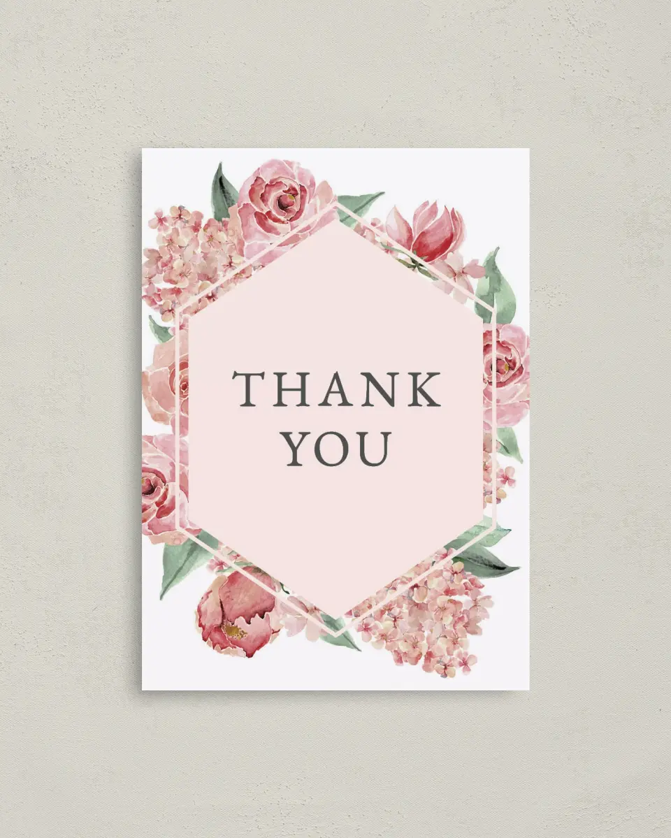 This is a 4" x 5.6" Newlywed called Floral Elegance printed in full color on Soft Touch Finish paper