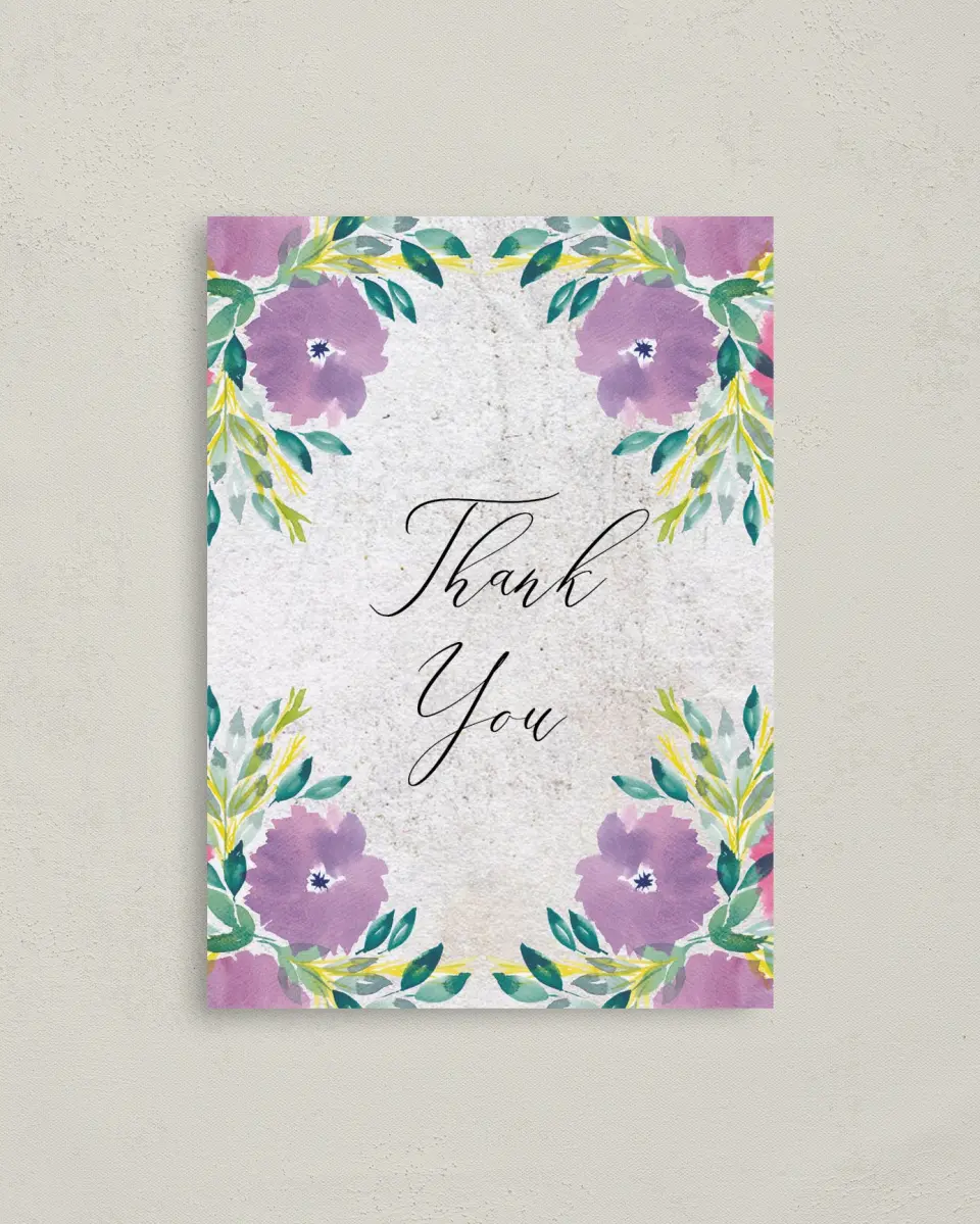 This is a 4" x 5.6" Newlywed called Wild Blooms printed in full color on Soft Touch Finish paper