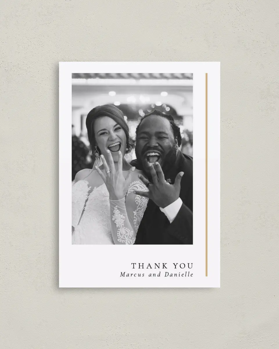 This is a 4" x 5.6" Thank You Postcard called Laughing Hearts printed in full color on Soft Touch Finish paper