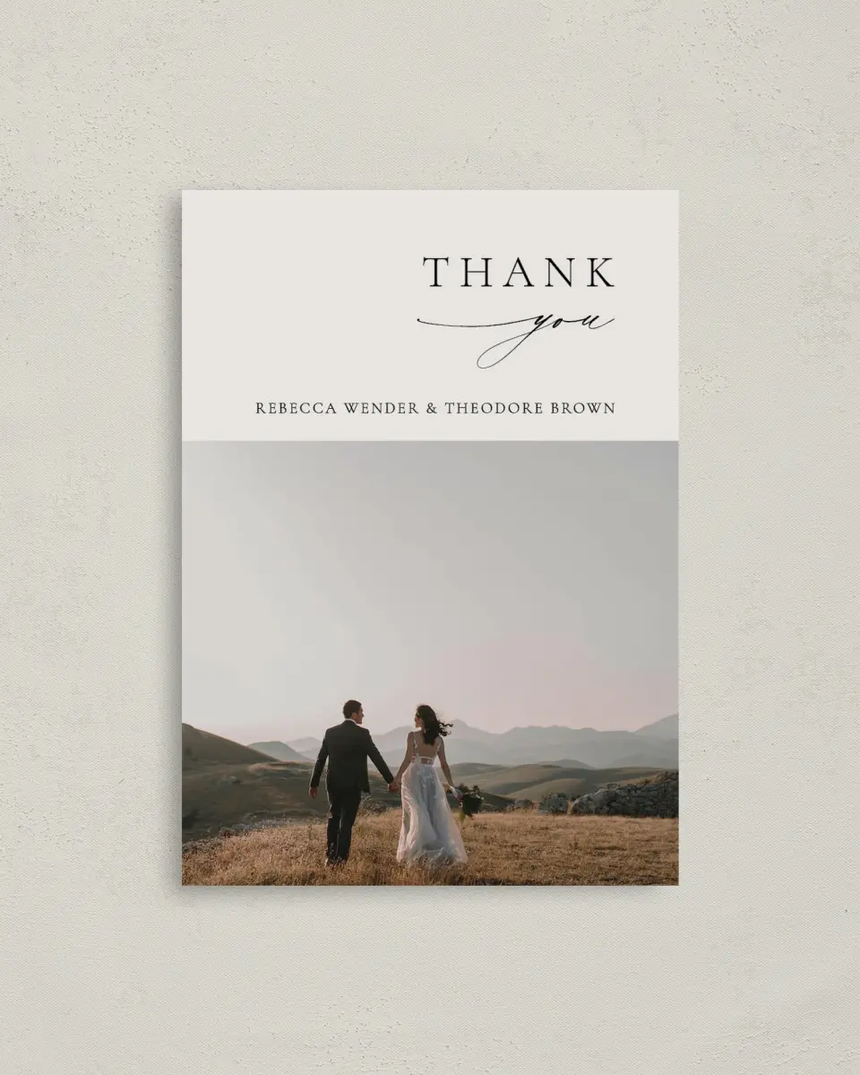 This is a 4" x 5.6" Thank You Postcard called Simply Elegant printed in full color on Soft Touch Finish paper