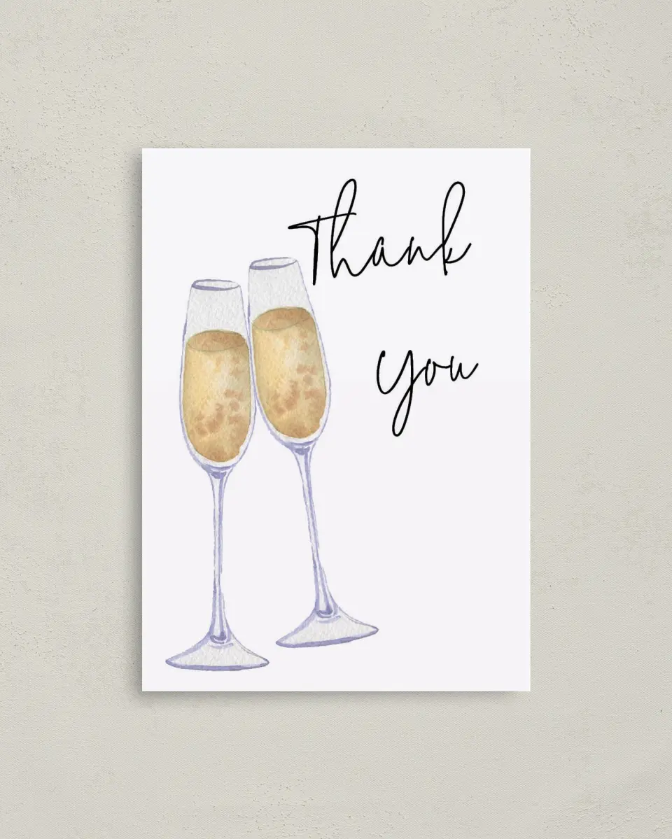 This is a 4" x 5.6" Newlywed called Brunch & Bubbly printed in full color on Soft Touch Finish paper
