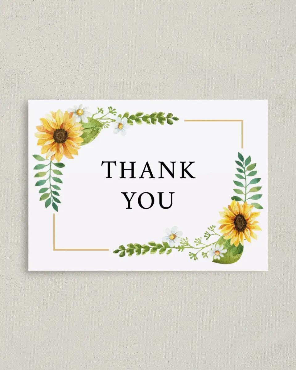 This is a 4" x 5.6" Newlywed called Sunflower Shower printed in full color on Soft Touch Finish paper