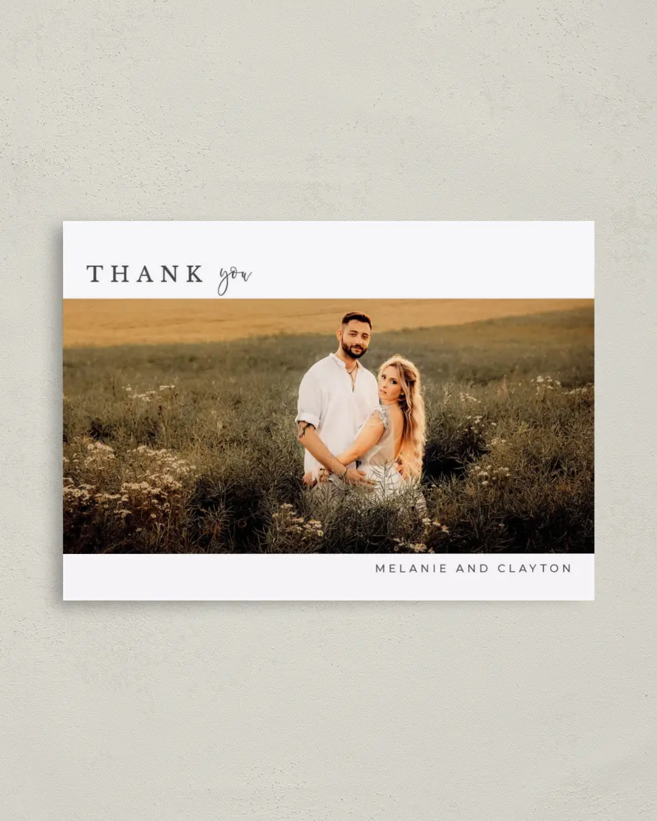 This is a 4" x 5.6" Thank You Postcard called Natural Love printed in full color on Soft Touch Finish paper