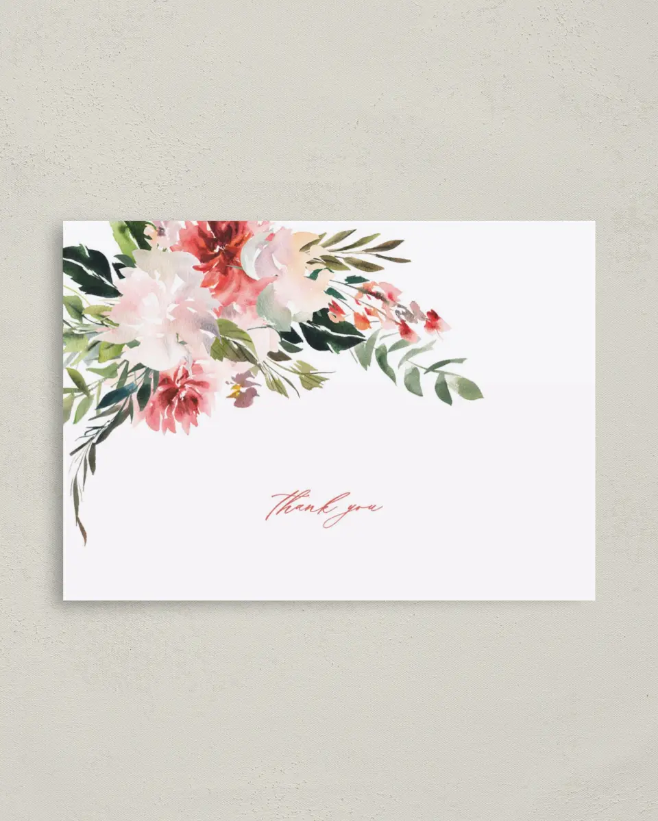 This is a 4" x 5.6" Newlywed called Blooming Brunch printed in full color on Soft Touch Finish paper