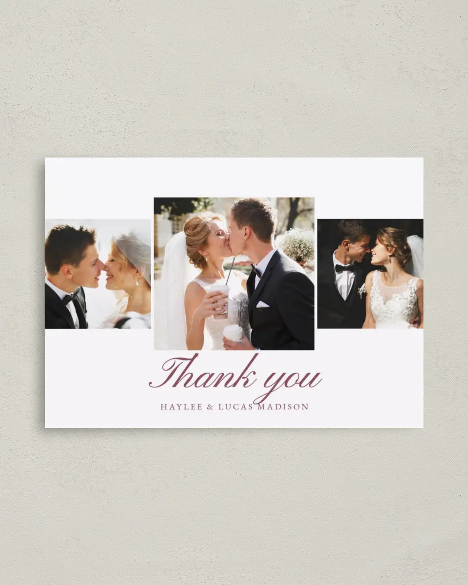 This is a 4" x 5.6" Thank You Postcard called Quietly Quaint printed in full color on Soft Touch Finish paper