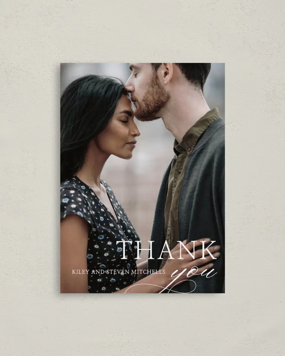 This is a 4" x 5.6" Thank You Postcard called Bold Composition printed in full color on Soft Touch Finish paper