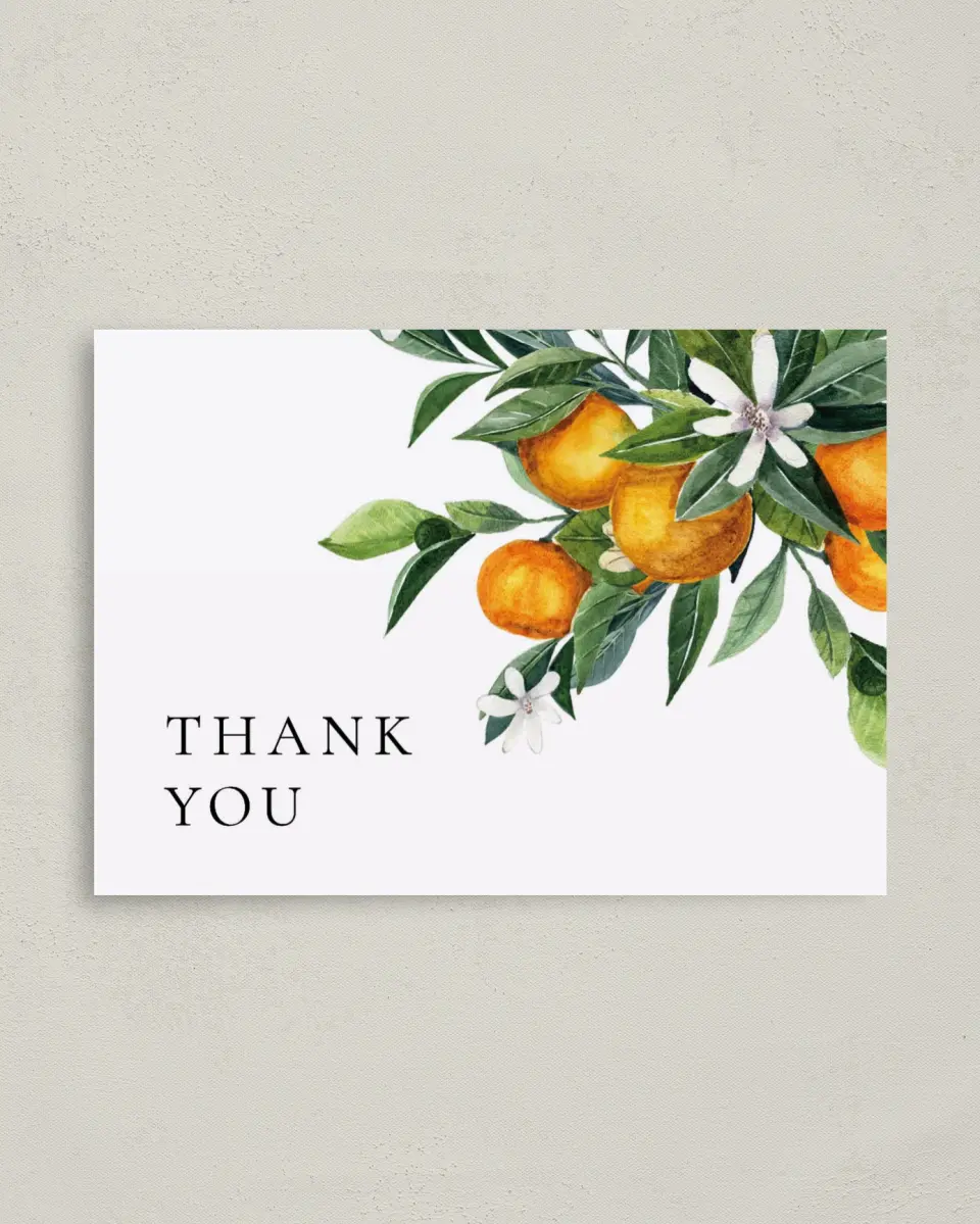 This is a 4" x 5.6" Newlywed called Citrus Shower printed in full color on Soft Touch Finish paper