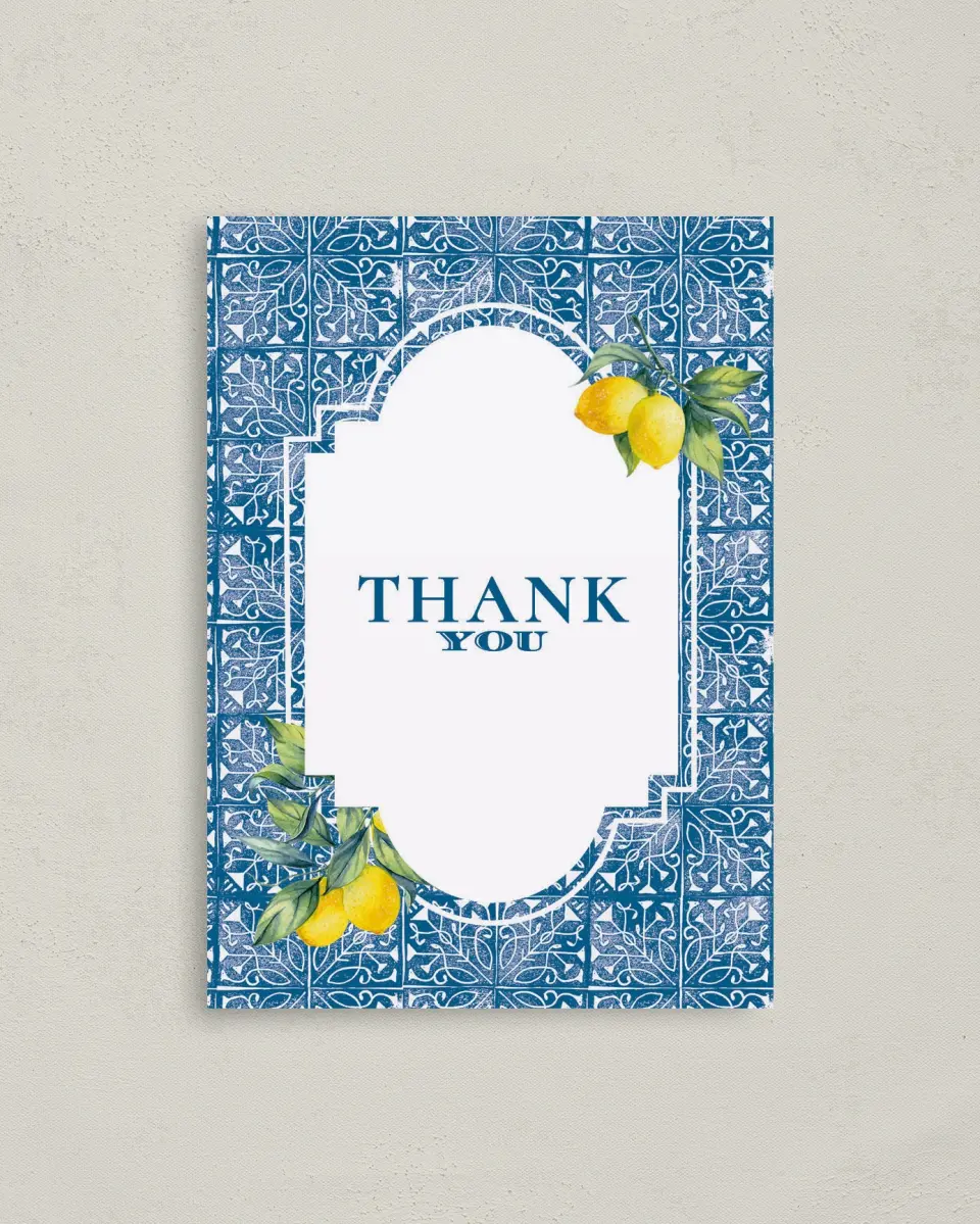 This is a 4" x 5.6" Newlywed called Tiled Lemon printed in full color on Soft Touch Finish paper