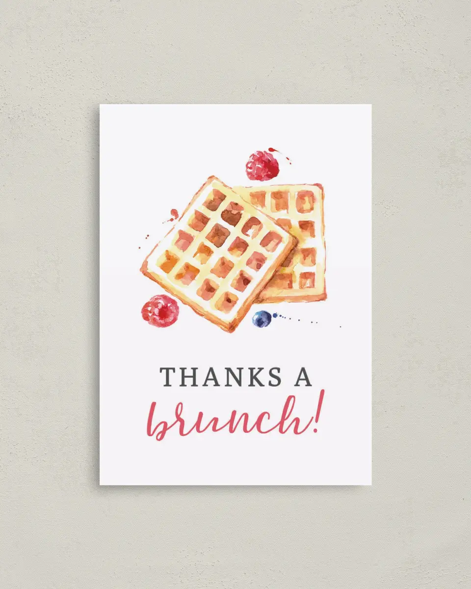 This is a 4" x 5.6" Newlywed called Bridal Brunch printed in full color on Soft Touch Finish paper