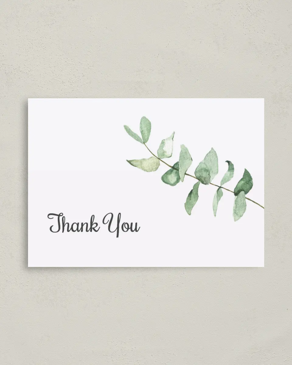 This is a 4" x 5.6" Newlywed called Shower Leaf printed in full color on Soft Touch Finish paper