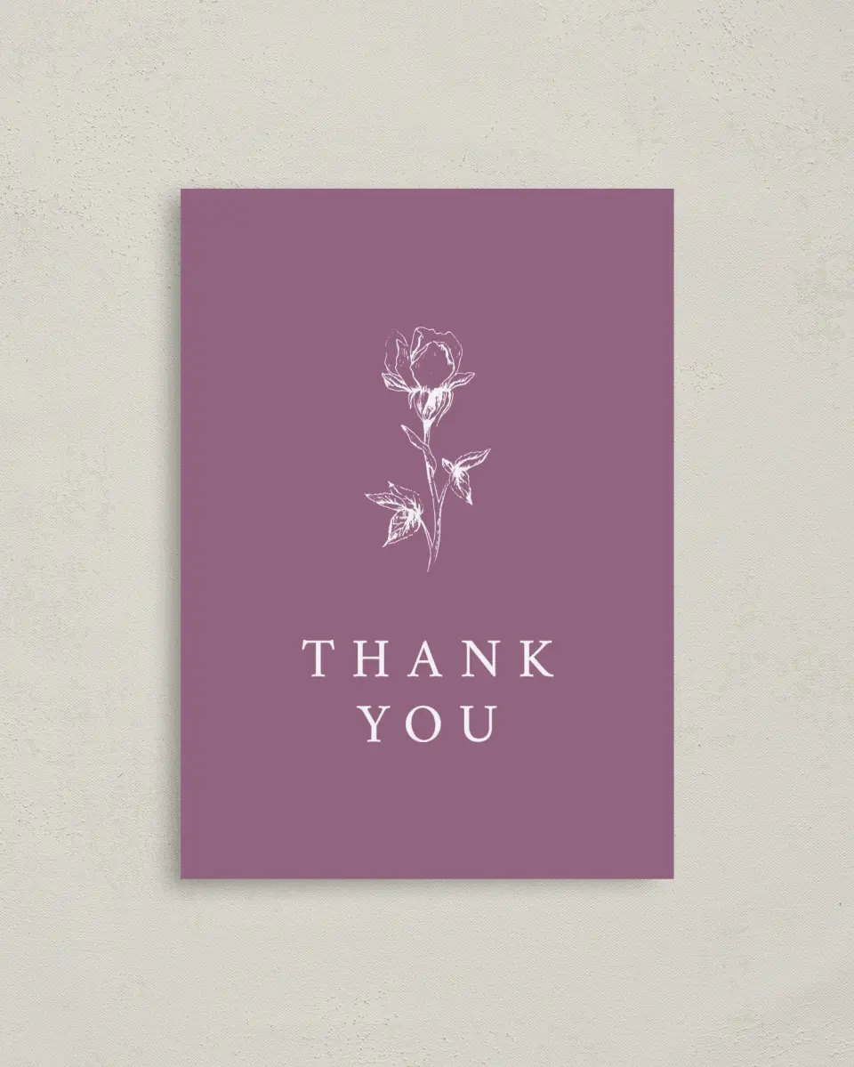 This is a 4" x 5.6" Newlywed called Softly Stated printed in full color on Soft Touch Finish paper