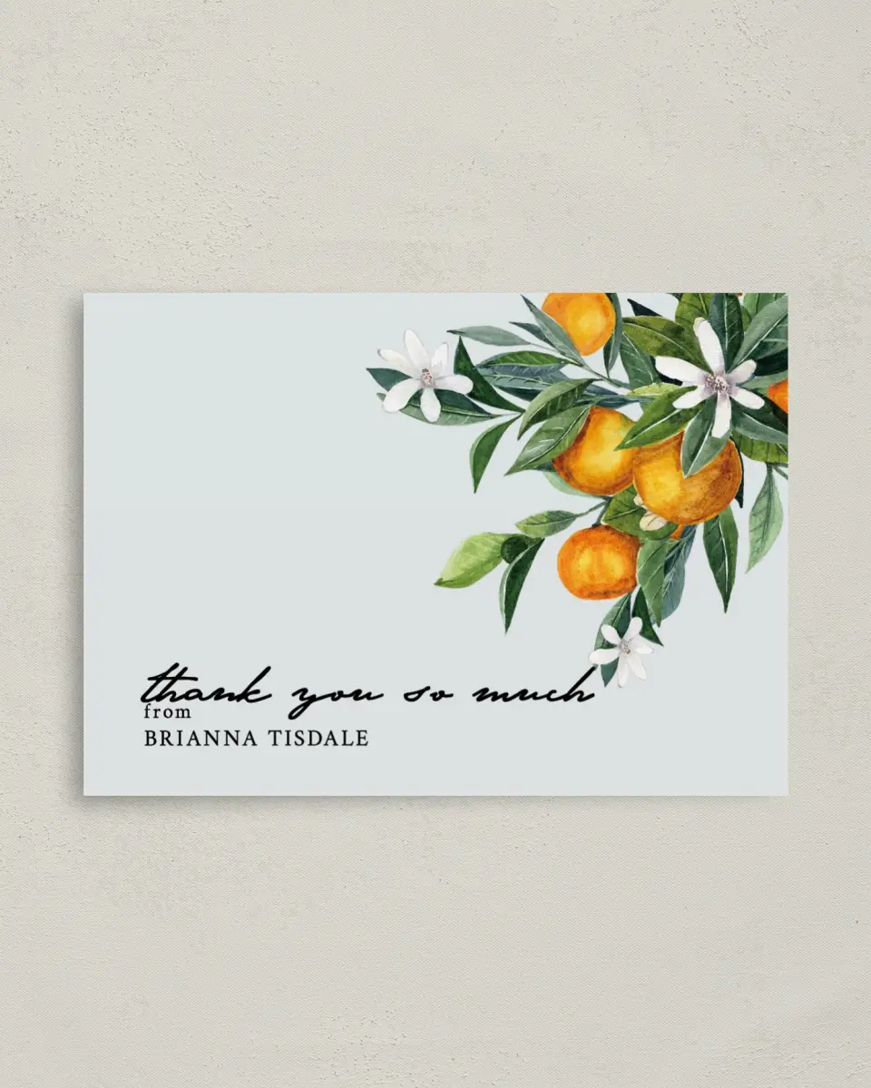 This is a 4" x 5.6" Graduation Thank You Postcard called Little Cutie printed in full color on Soft Touch Finish paper