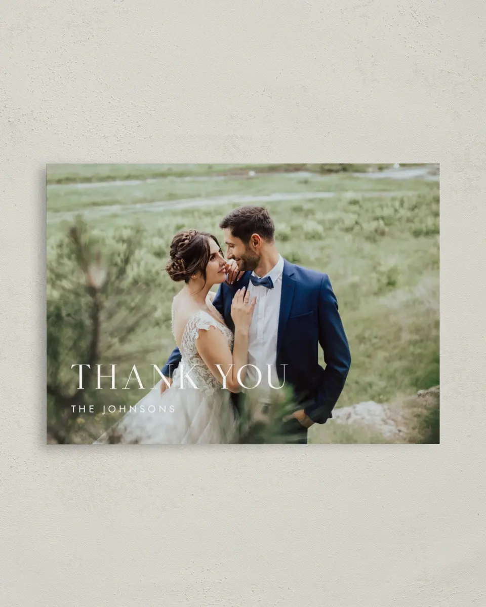 This is a 4" x 5.6" Thank You Postcard called Spacious Idea printed in full color on Soft Touch Finish paper