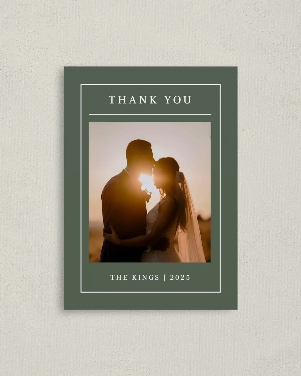 This is a 4" x 5.6" Thank You Postcard called Magnificent Margin printed in full color on Soft Touch Finish paper