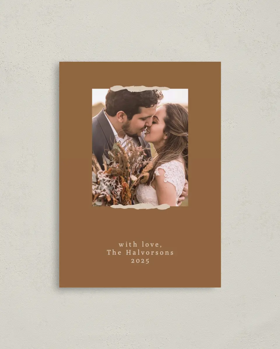 This is a 4" x 5.6" Thank You Postcard called Threads of Love printed in full color on Soft Touch Finish paper