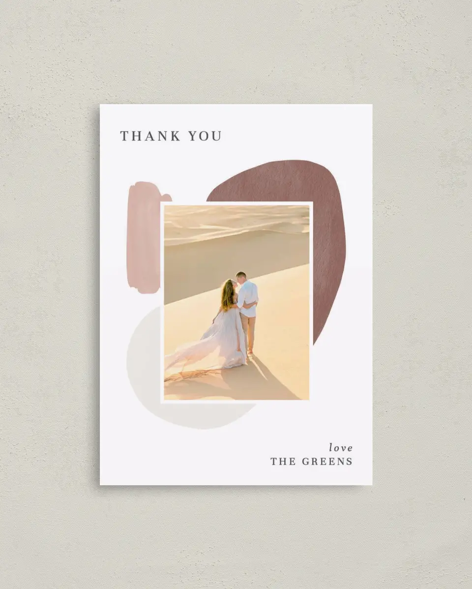 This is a 4" x 5.6" Thank You Postcard called Mod Paint printed in full color on Soft Touch Finish paper