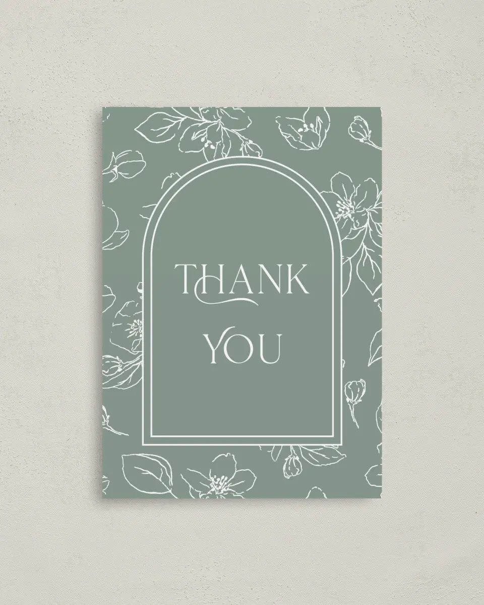 This is a 4" x 5.6" Graduation Thank You Postcard called Joyous Blooms printed in full color on Soft Touch Finish paper