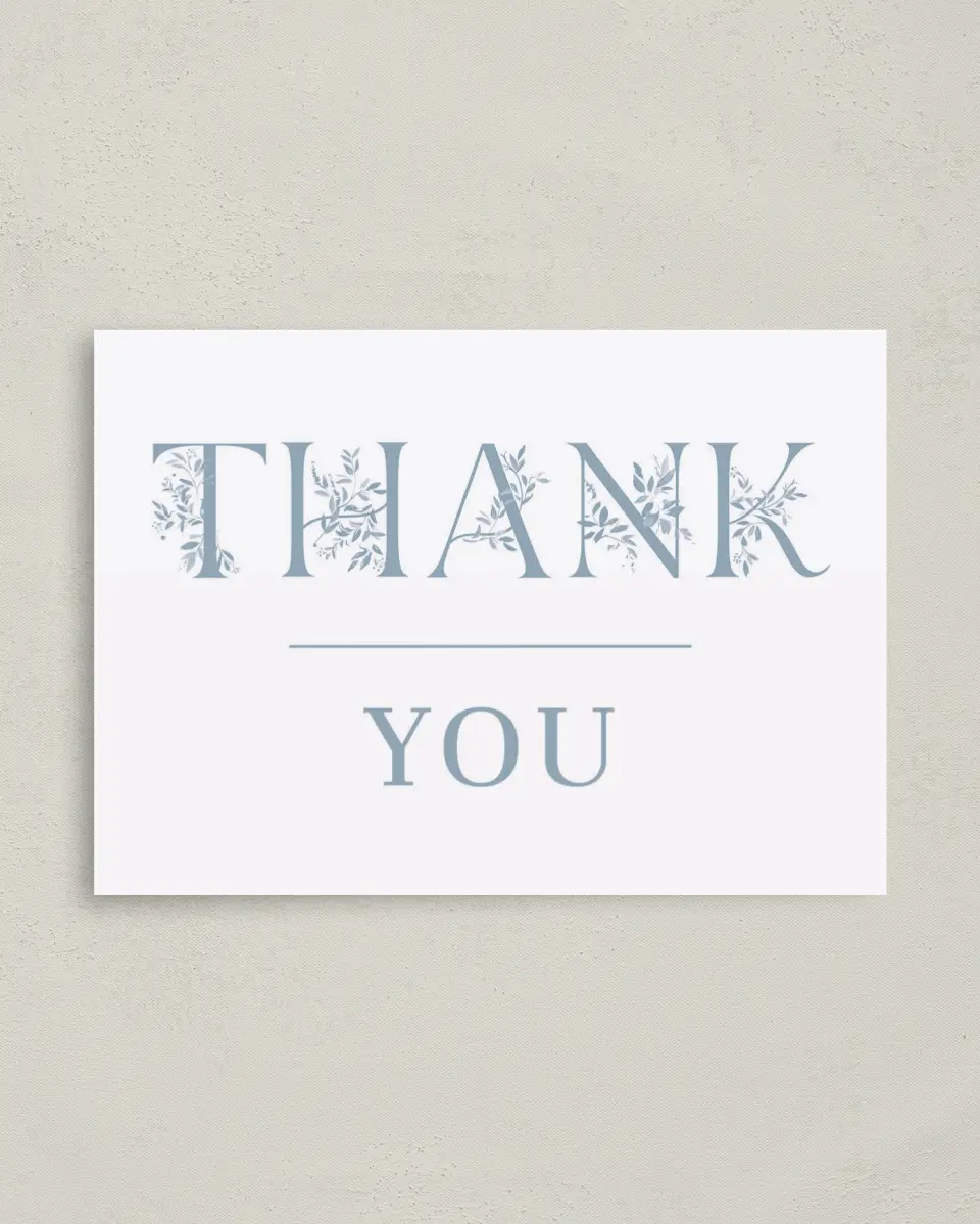 This is a 4" x 5.6" Graduation Thank You Postcard called Floral Boy printed in full color on Soft Touch Finish paper