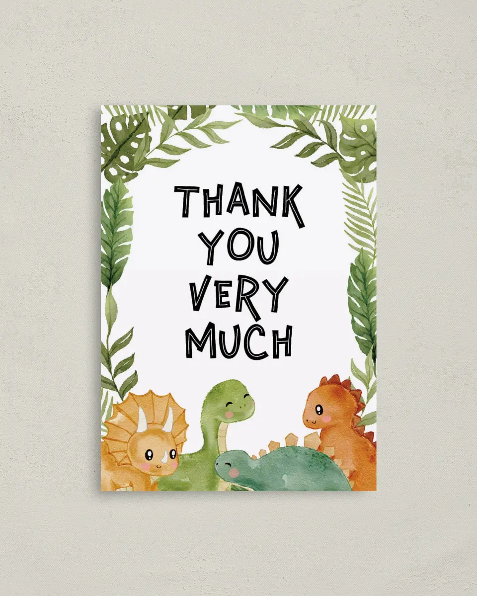This is a 4" x 5.6" Graduation Thank You Postcard called Roaring Baby printed in full color on Soft Touch Finish paper