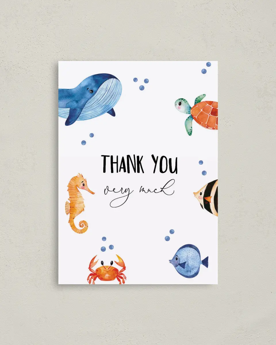 This is a 4" x 5.6" Graduation Thank You Postcard called Submerged Shower printed in full color on Soft Touch Finish paper