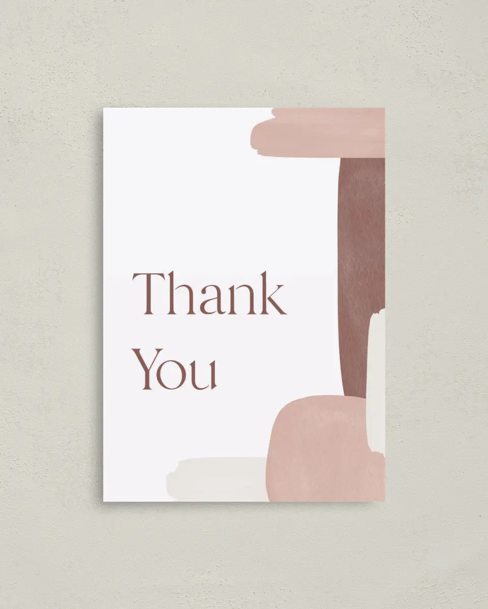This is a 4" x 5.6" Graduation Thank You Postcard called Shapely Shower printed in full color on Soft Touch Finish paper