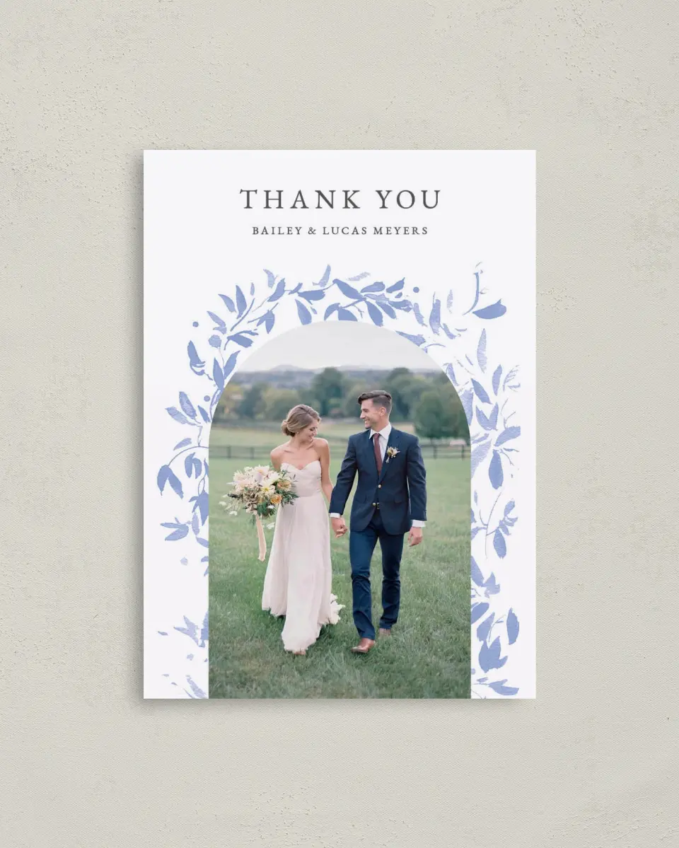This is a 4" x 5.6" Thank You Postcard called Soft Botanics printed in full color on Soft Touch Finish paper