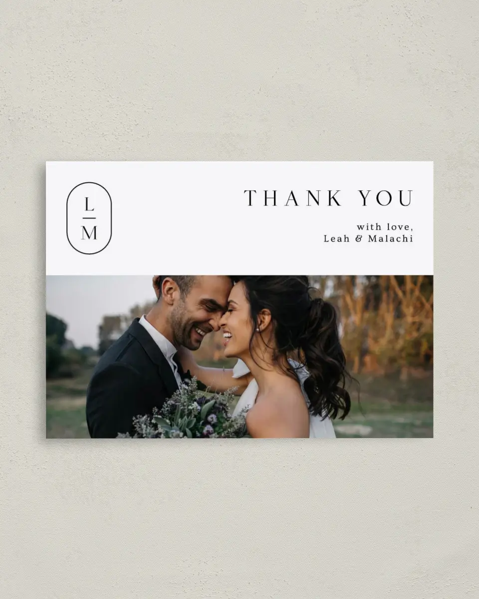 This is a 4" x 5.6" Thank You Postcard called Precise Promise printed in full color on Soft Touch Finish paper