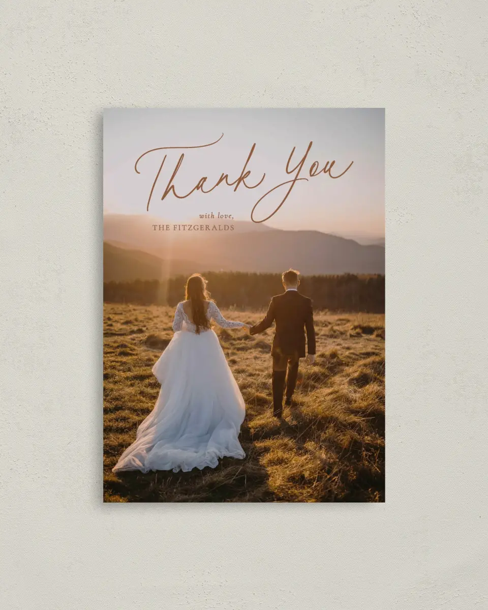 This is a 4" x 5.6" Thank You Postcard called The Kyleigh printed in full color on Soft Touch Finish paper
