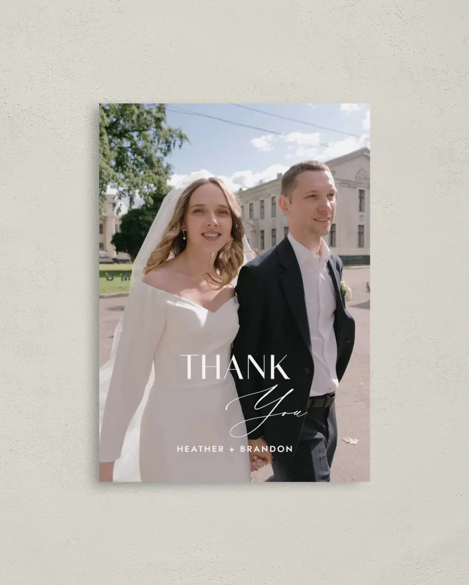 This is a 4" x 5.6" Thank You Postcard called Neat Names printed in full color on Soft Touch Finish paper