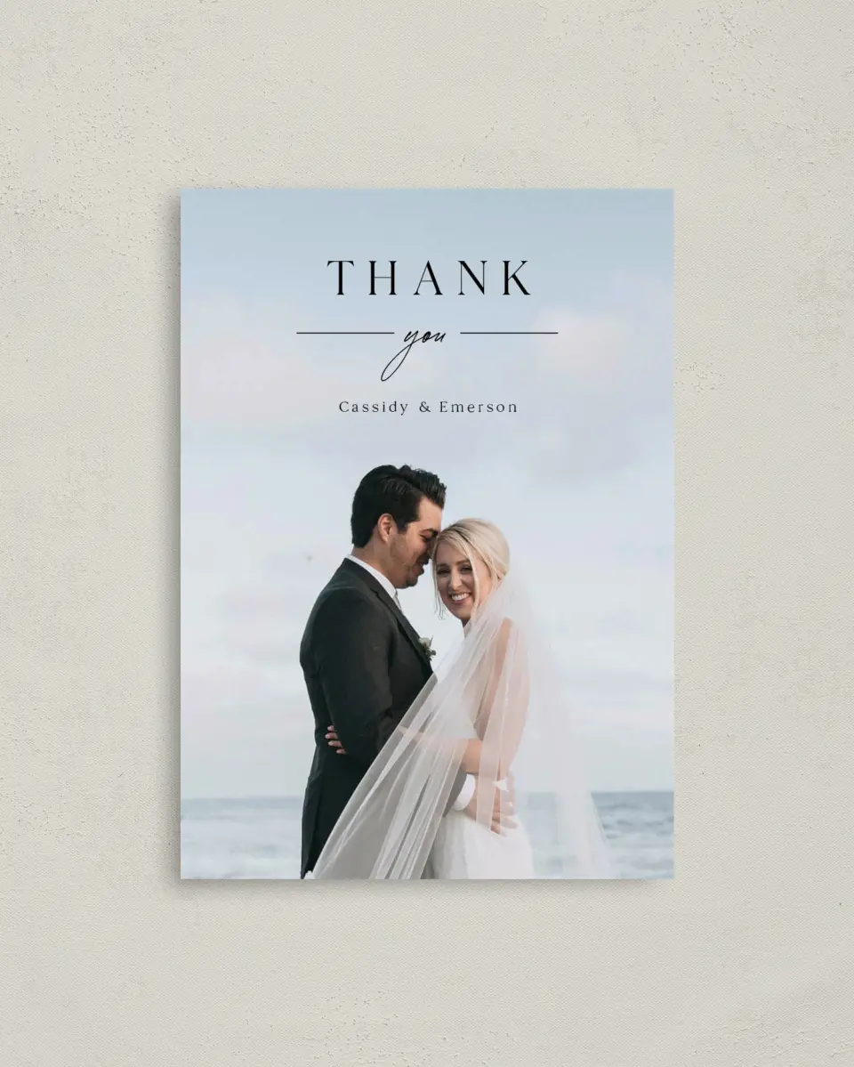 This is a 4" x 5.6" Thank You Postcard called Devoted Delight printed in full color on Soft Touch Finish paper