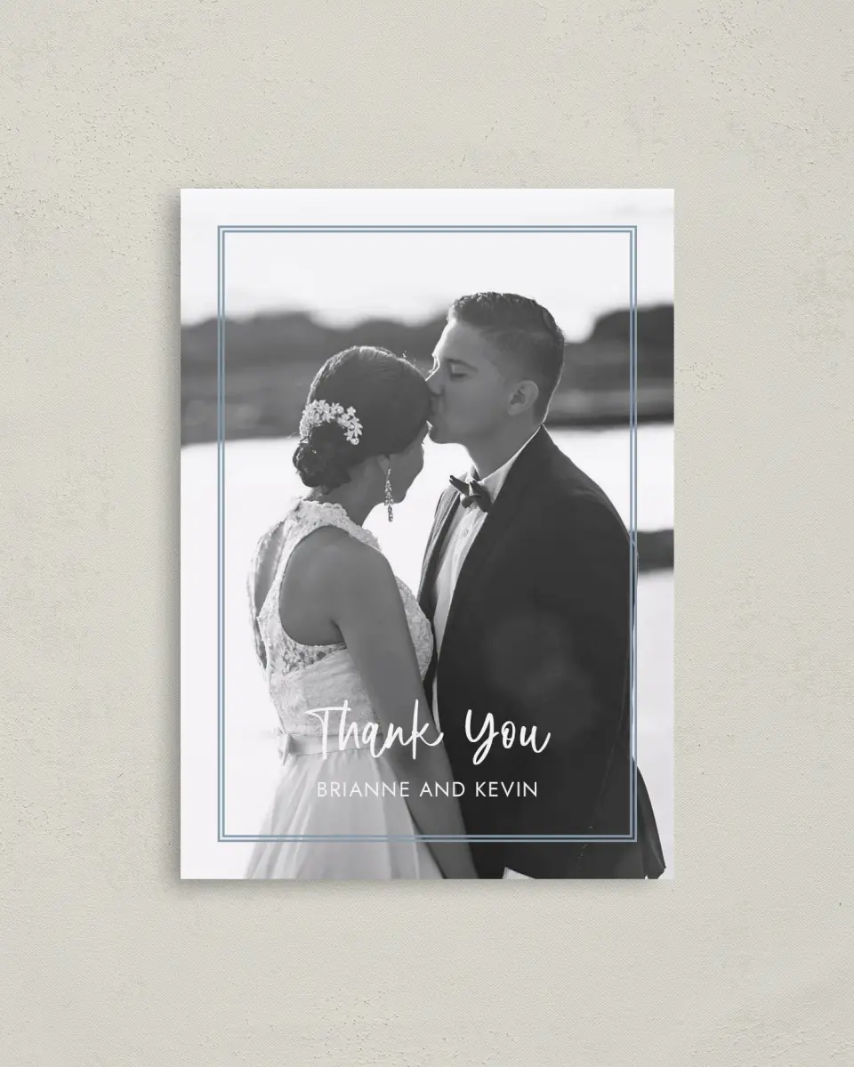 This is a 4" x 5.6" Thank You Postcard called Abundant Blue printed in full color on Soft Touch Finish paper