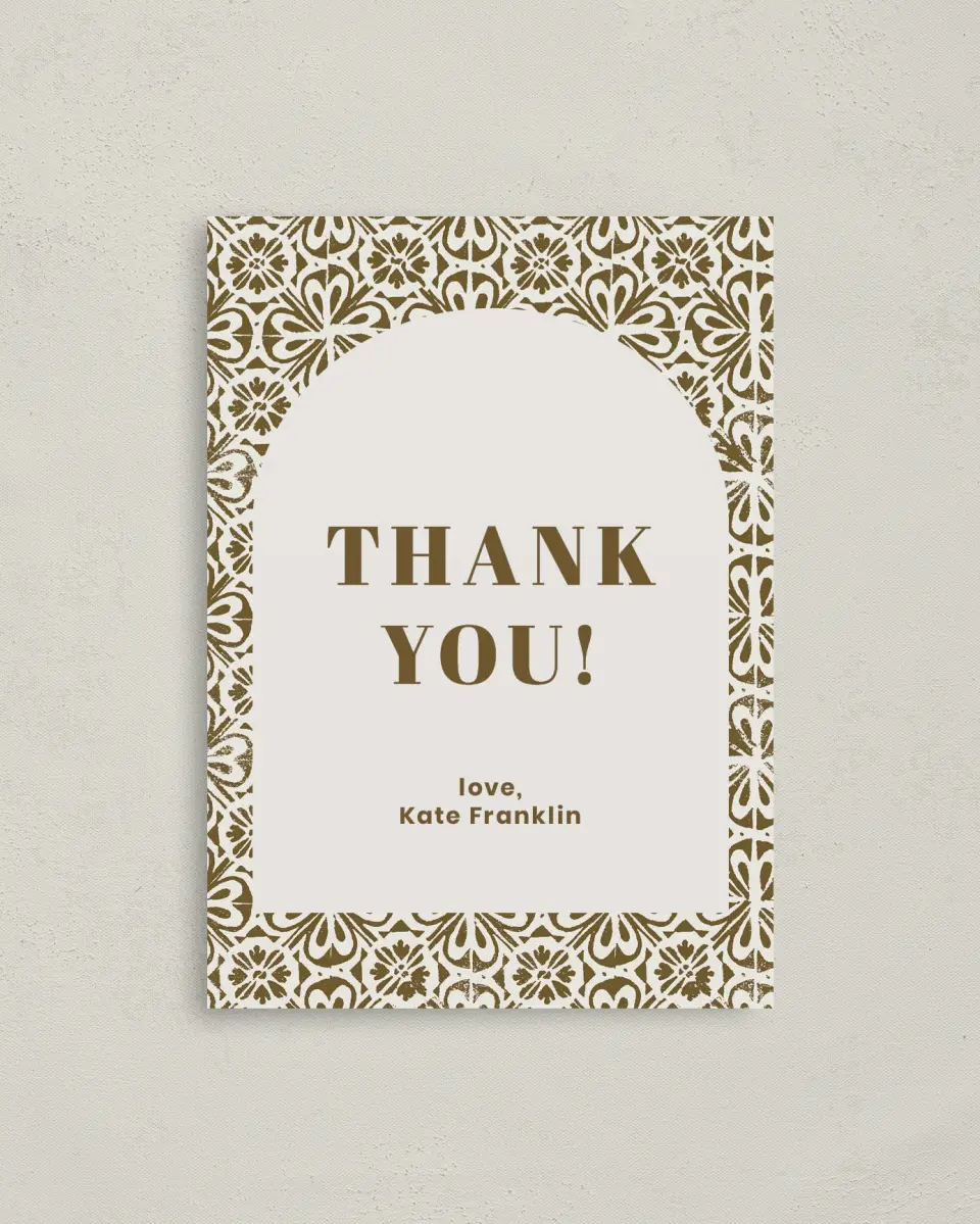 This is a 4" x 5.6" Graduation Thank You Postcard called Sweet Baby printed in full color on Soft Touch Finish paper