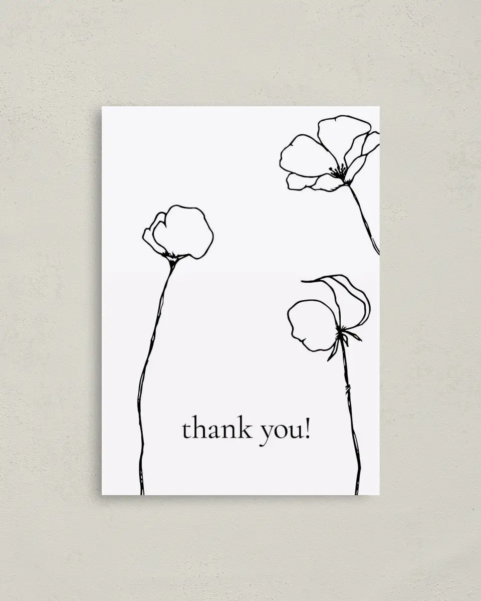 This is a 4" x 5.6" Newlywed called Poppy Girl printed in full color on Soft Touch Finish paper