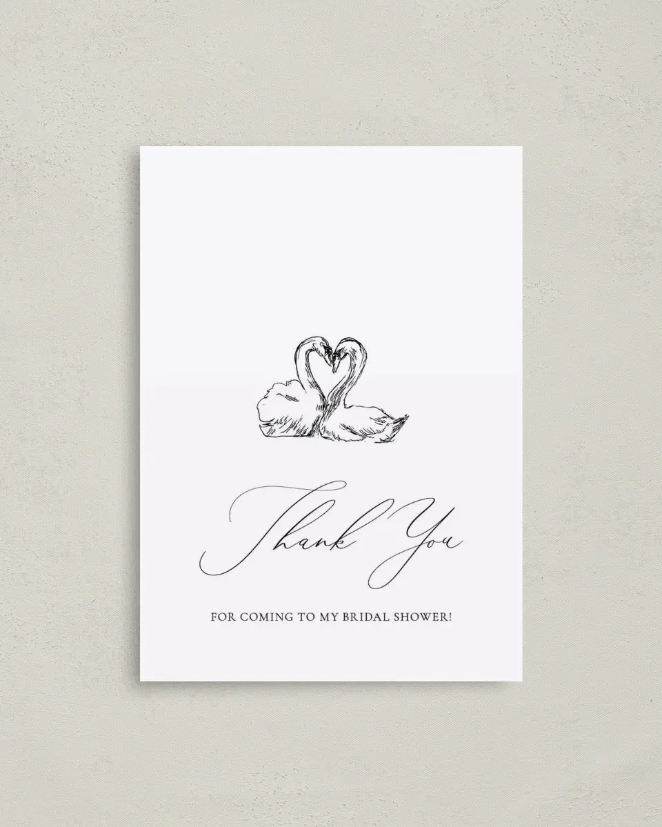 This is a 4" x 5.6" Newlywed called Stunning Swans printed in full color on Soft Touch Finish paper