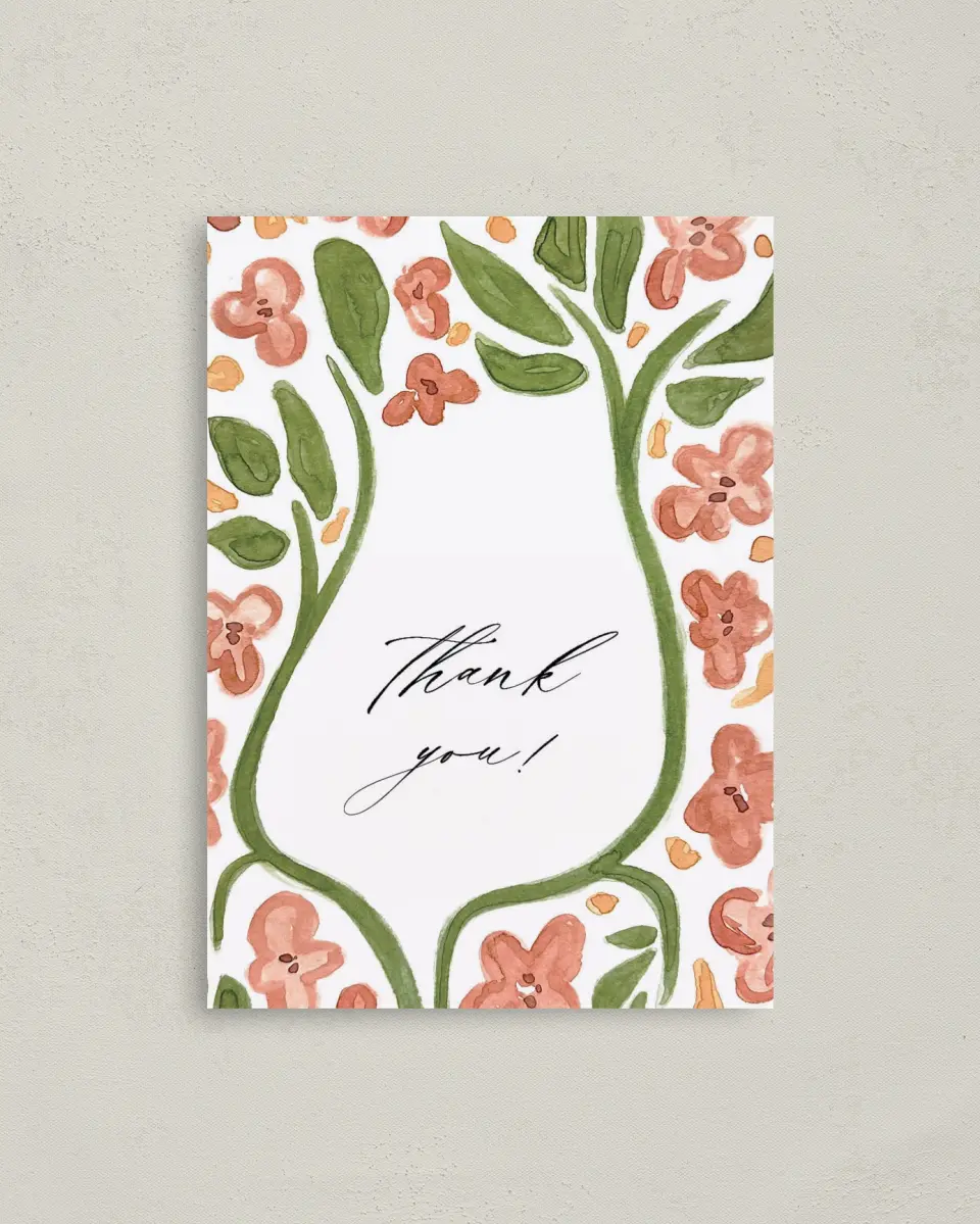 This is a 4" x 5.6" Newlywed called Budding Blooms printed in full color on Soft Touch Finish paper