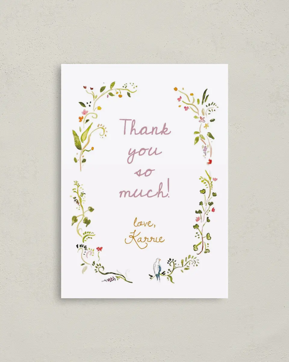 This is a 4" x 5.6" Newlywed called Fairy Garden printed in full color on Soft Touch Finish paper