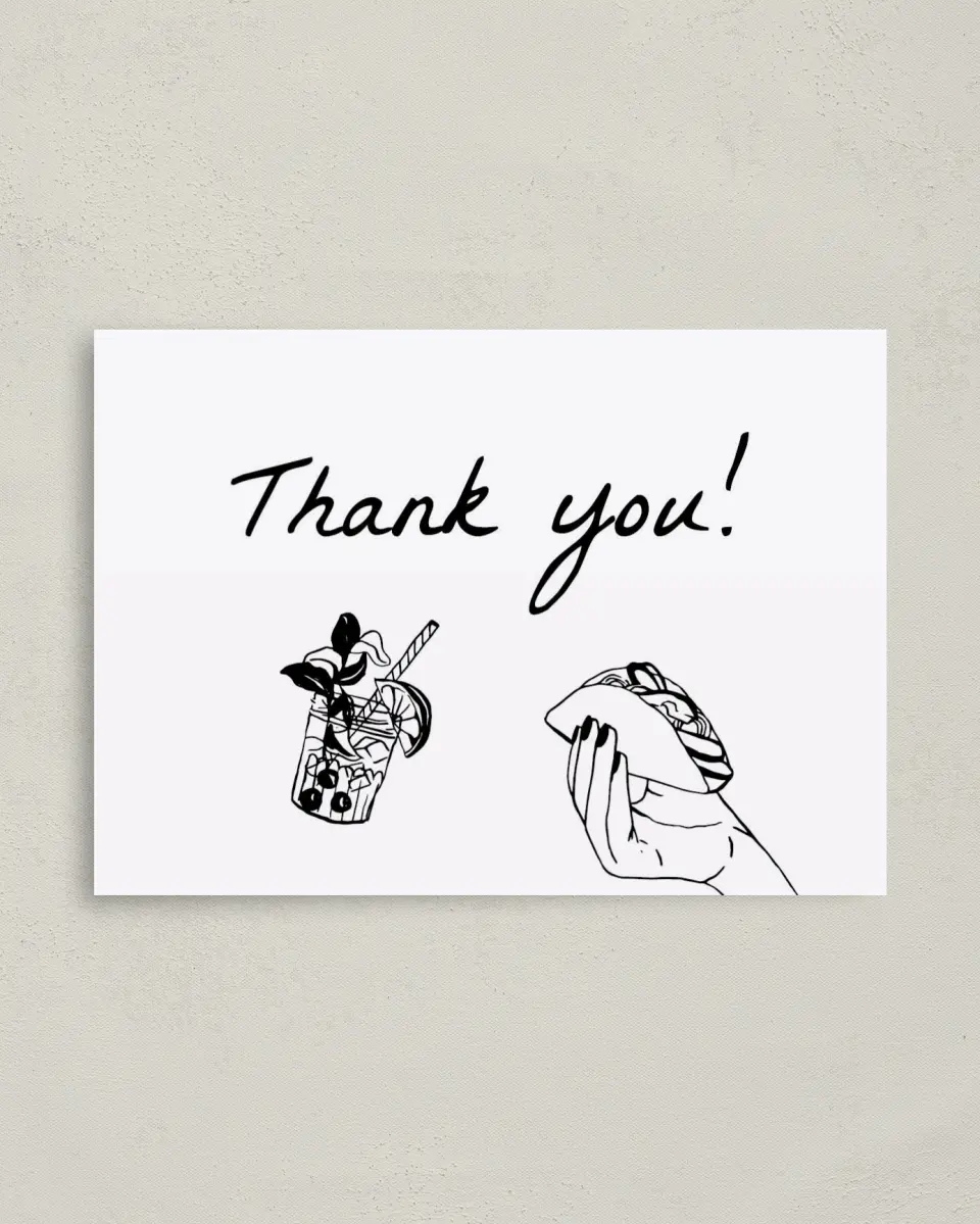 This is a 4" x 5.6" Newlywed called Click Your Drink printed in full color on Soft Touch Finish paper