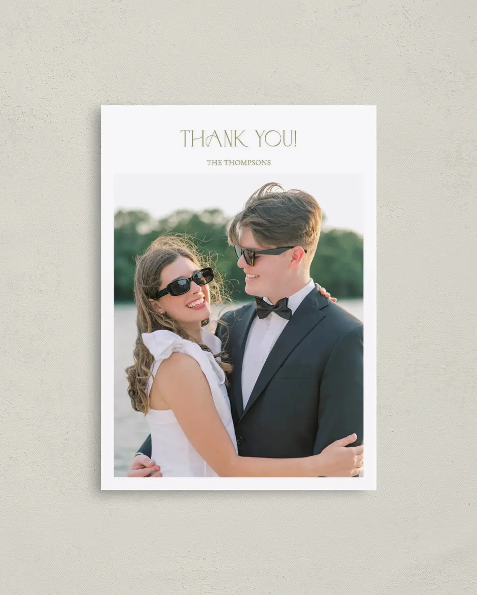 This is a 4" x 5.6" Thank You Postcard called Forever in Bloom printed in full color on Soft Touch Finish paper