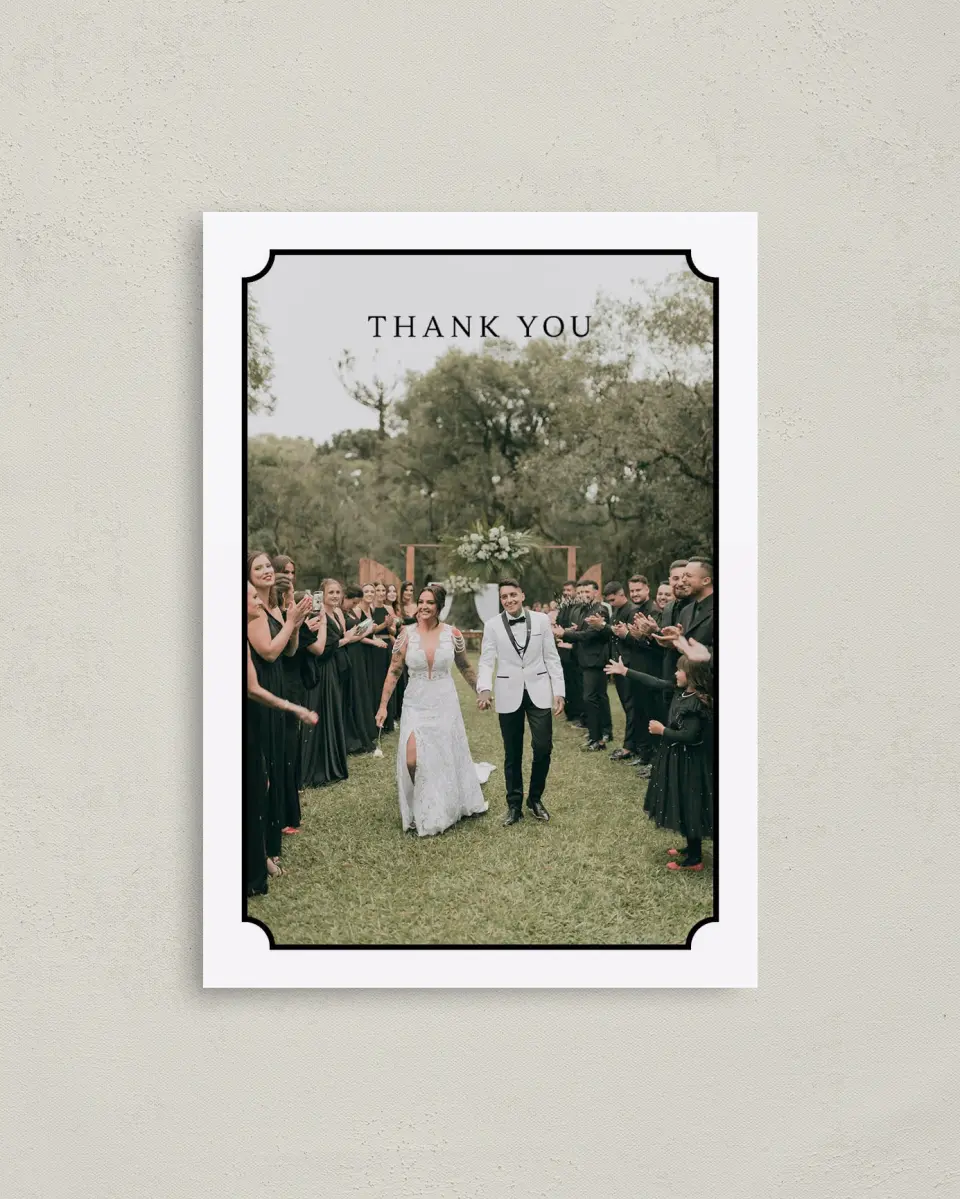 This is a 4" x 5.6" Thank You Postcard called Elegant Tradition printed in full color on Soft Touch Finish paper