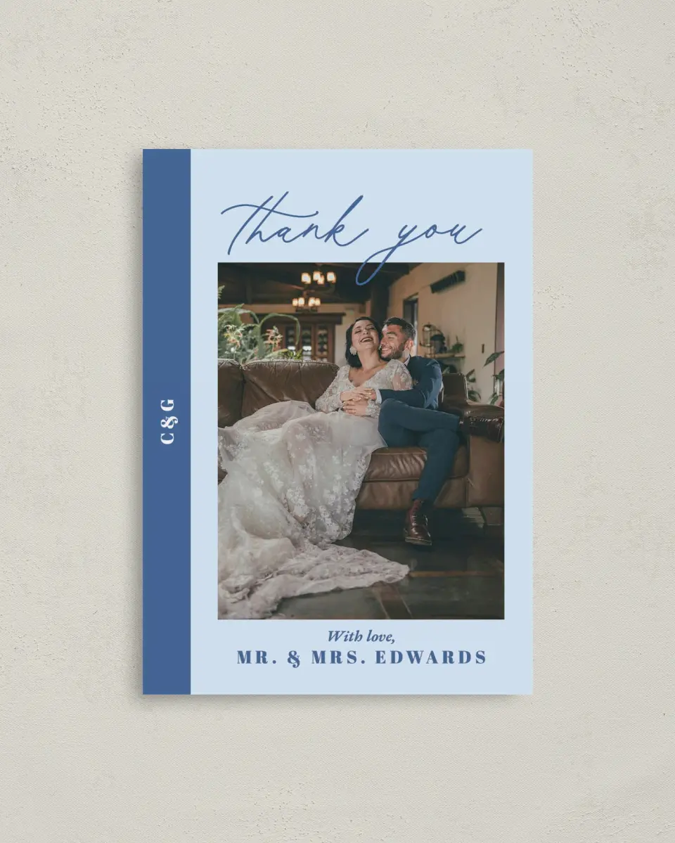 This is a 4" x 5.6" Thank You Postcard called Forever and Ever printed in full color on Soft Touch Finish paper