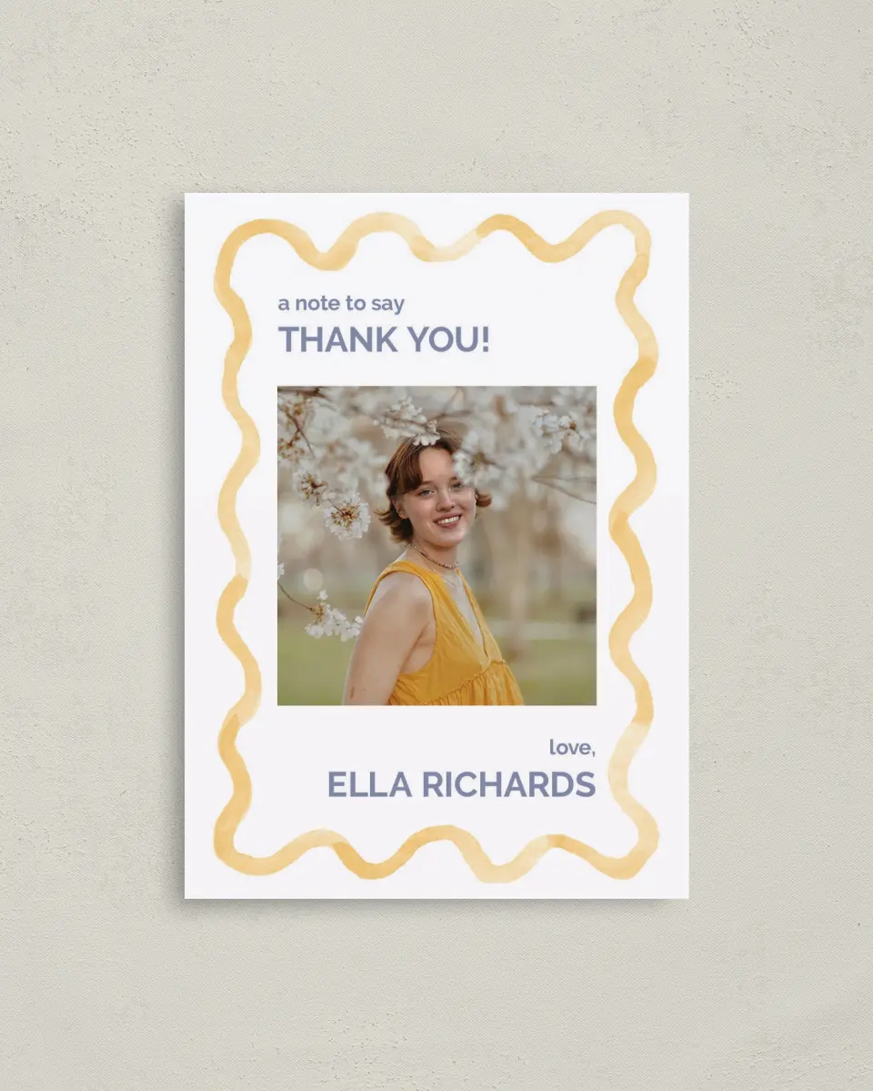 This is a 4" x 5.6" Graduation Thank You Postcard called Future is Bright printed in full color on Soft Touch Finish paper