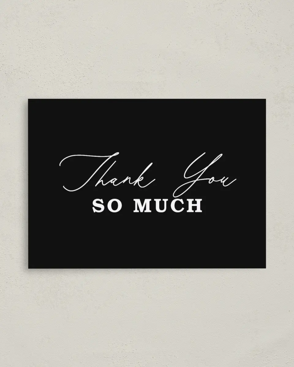 This is a 4" x 5.6" Graduation Thank You Postcard called Let's Celebrate printed in full color on Soft Touch Finish paper