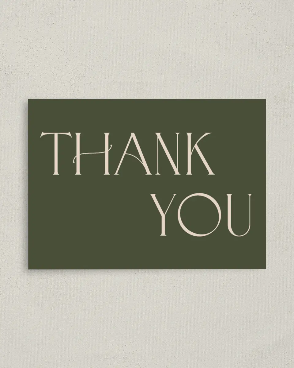 This is a 4" x 5.6" Graduation Thank You Postcard called Grand Year printed in full color on Soft Touch Finish paper