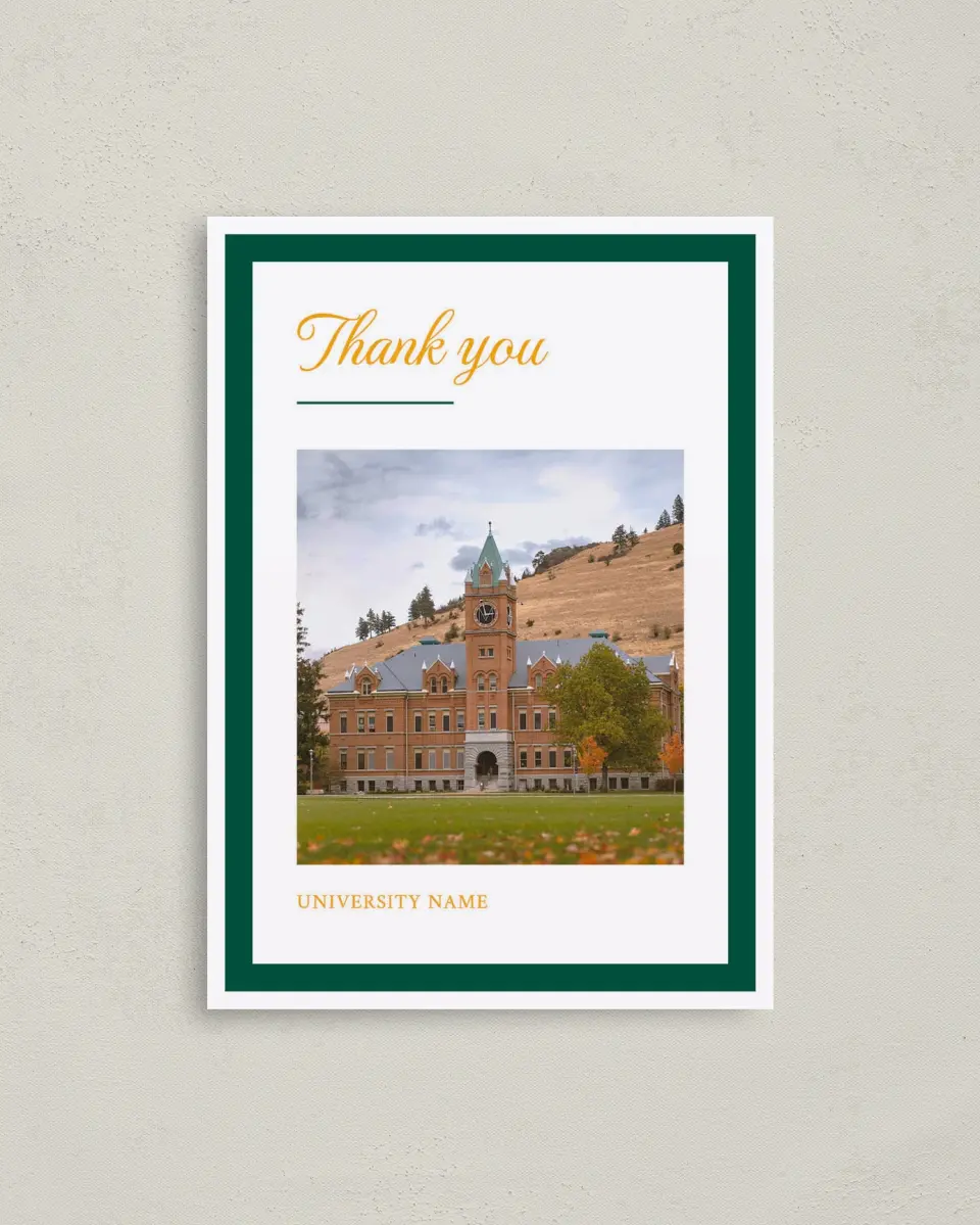 This is a 4" x 5.6" Thank You Postcard called Lasting Legacy printed in full color on Soft Touch Finish paper