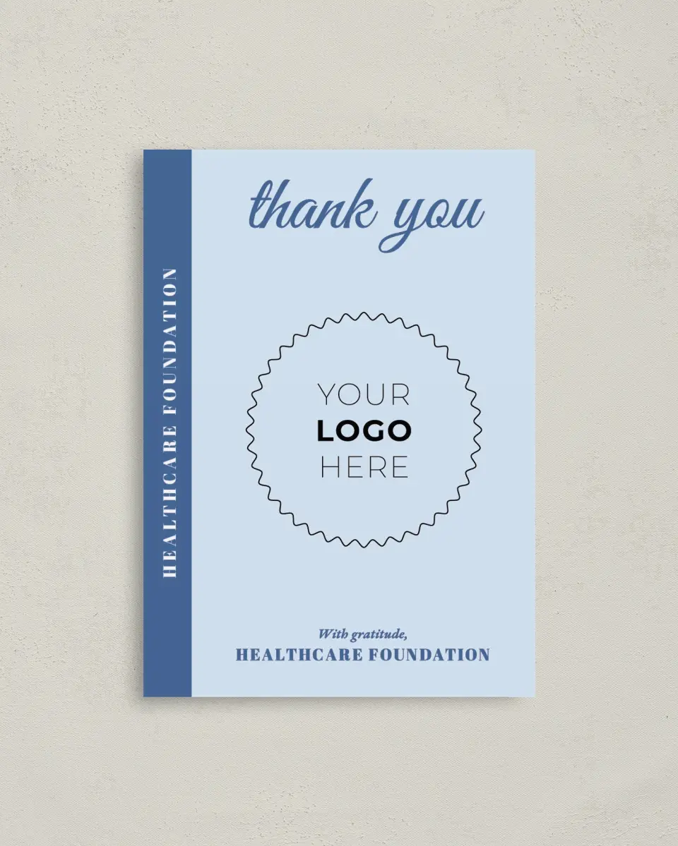This is a 4" x 5.6" Thank You Postcard called Healing Hearts printed in full color on Soft Touch Finish paper
