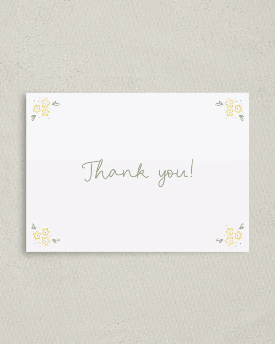 This is a 4" x 5.6" Newlywed called Dainty Daisies printed in full color on Soft Touch Finish paper