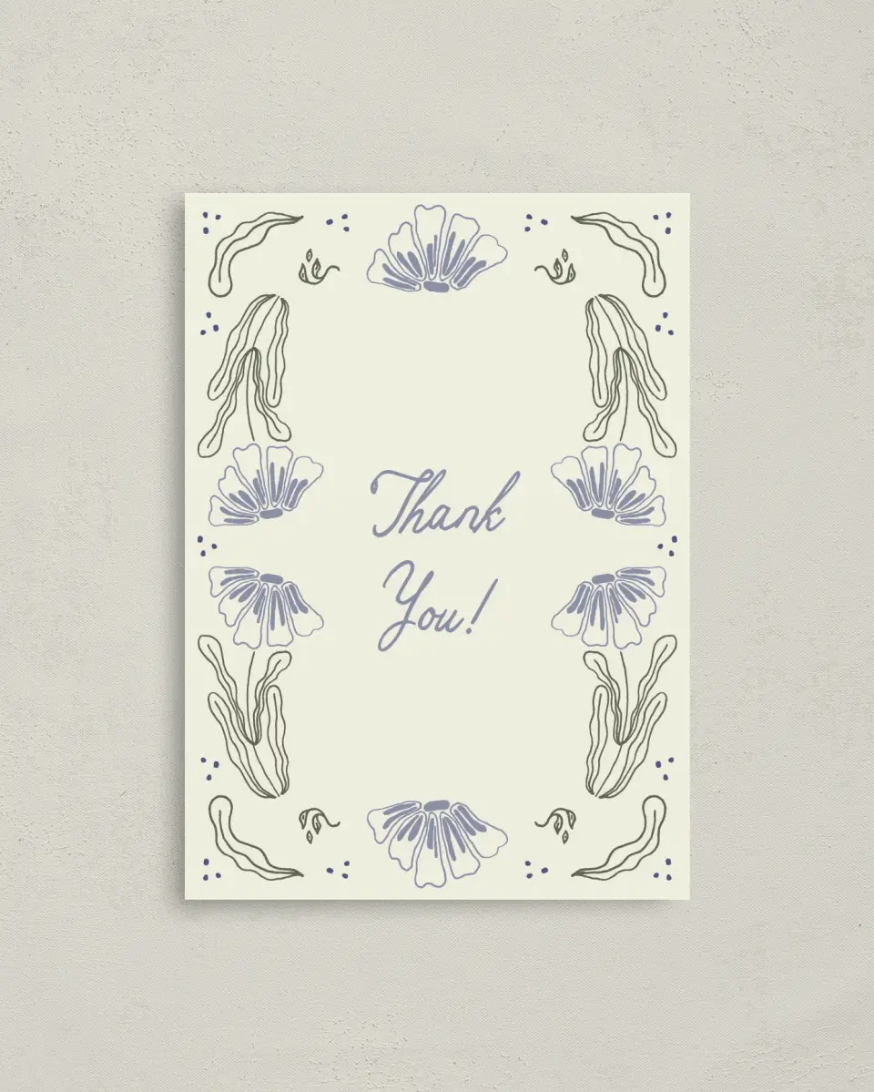 This is a 4" x 5.6" Newlywed called Love Grows Wild printed in full color on Soft Touch Finish paper