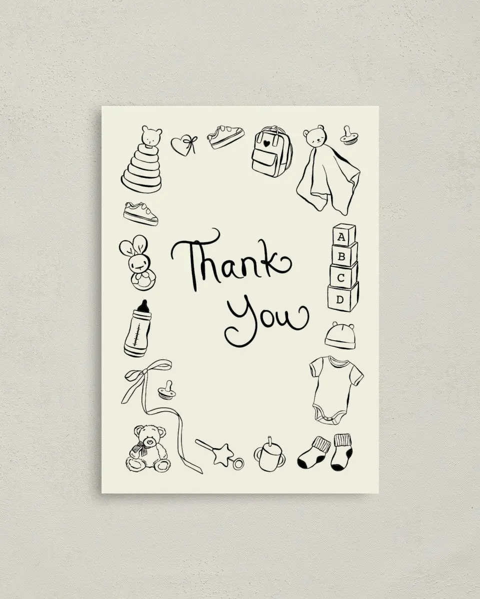 This is a 4" x 5.6" Newlywed called Darling Doodle printed in full color on Soft Touch Finish paper