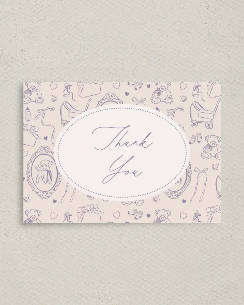This is a 4" x 5.6" Newlywed called Bottles & Bows printed in full color on Soft Touch Finish paper