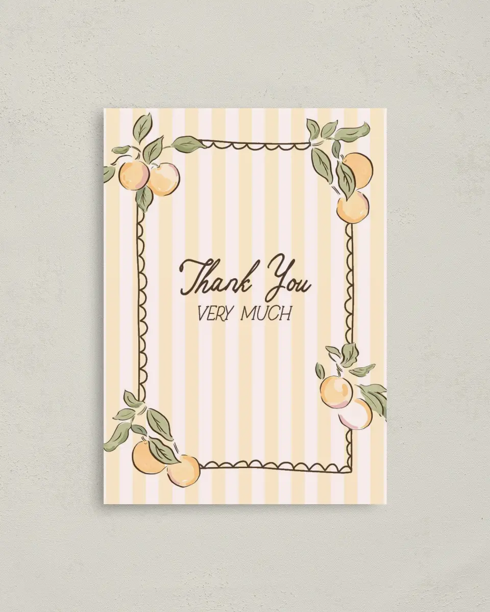 This is a 4" x 5.6" Graduation Thank You Postcard called Summer Cutie printed in full color on Soft Touch Finish paper